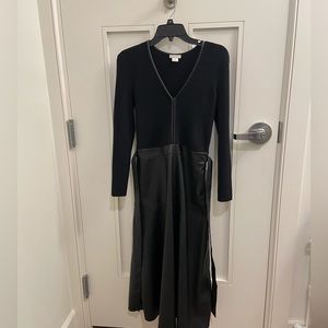 Knit/leather combination dress